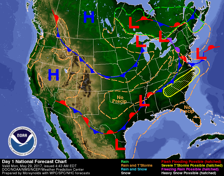 US Forecast Chart — Highs, Lows, Fronts | Cardinal News