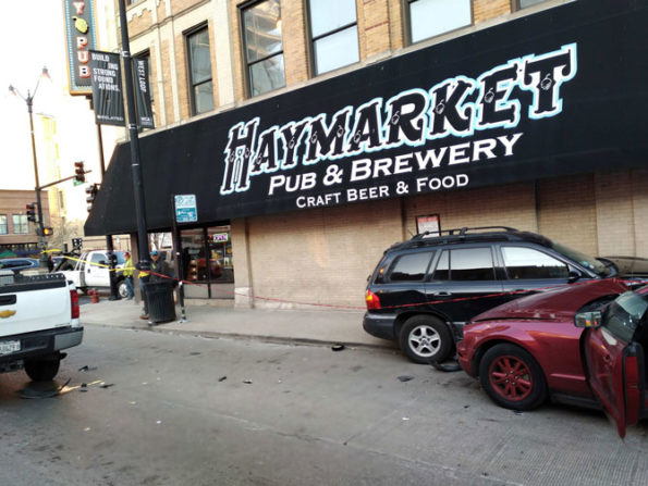 Crash by Haymarket Pub & Brewery at Halsted Street and Randolph Street, Chicago