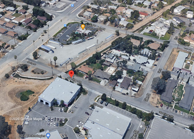 Spring Street and Iowa Avenue, Riverside, California, Aerial View (©2020 Google Maps)