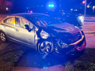 Hit-and-Run offender’s Honda Civic wrecked at the southwest corner of Arlington Heights Road and Oakton Street in Arlington Heights