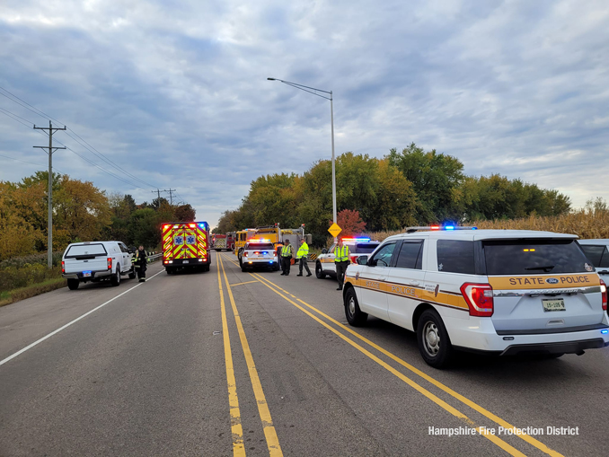 Illinois State Police at the crash scene on Route 47 just south of Plank Road on Monday, October 23, 2023 (SOURCE: Hampshire Fire Protection District)