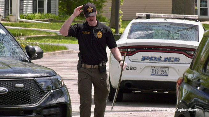 Investigators on Cherry Valley Road in Vernon Hills at the scene of an apparent murder/suicide in a home on Wednesday morning, May 1, 2024 (Craig/CapturedNews)