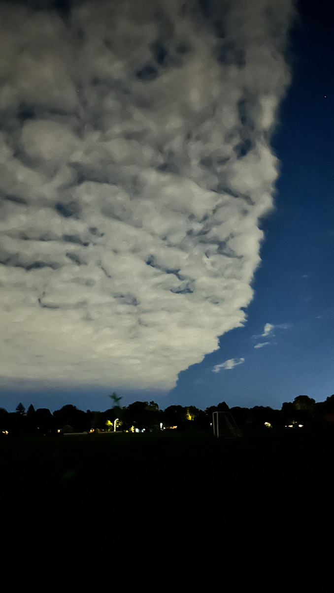 Clouds over St Viator about 10:00 p.m. Sunday, June 9, 2024 (CARDINAL NEWS).