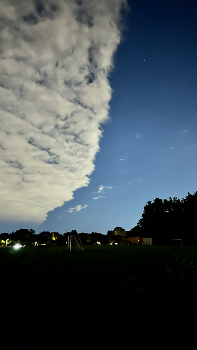 Clouds over St Viator about 10:00 p.m. Sunday, June 9, 2024 (CARDINAL NEWS)