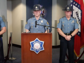 Arkansas State Police (ASP) Colonel Mike Hagar held a media briefing at 2 p.m. on Sunday, June 23, 2024, at ASP Headquarters in Little Rock to discuss the Fordyce grocery store shooting that occurred on Friday, June 21, 2024 (SOURCE: Arkansas State Police)
