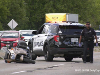Arlington Heights police SUV protects the scene at Lake Cook Road east of Wilke Road in Arlington Heights on Tuesday, June 18, 2024 (PHOTO CREDIT: Craig/CapturedNews)