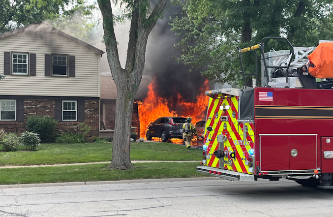 Fatal garage fire at house on Woodhollow Lane in Buffalo Grove on Monday, July 22, 2024 (Provided photo for CARDINAL NEWS)