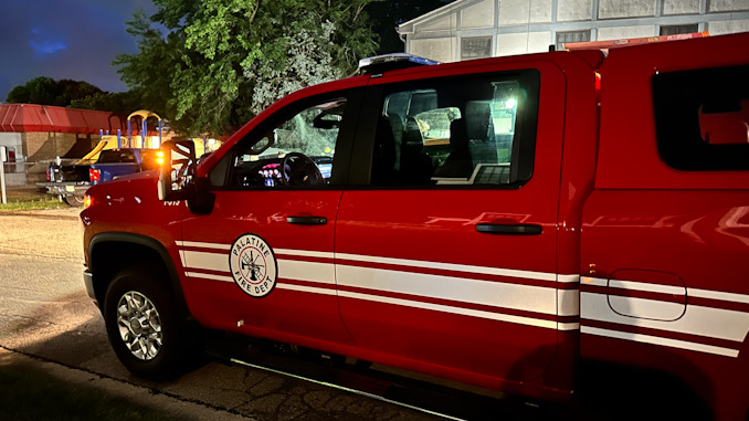 Palatine Fire Department's Battalion Chief's command vehicle at the scene of a fireworks-related fire overnight Thursday, July 4, 2024 to Friday, July 5, 2024 (CARDINAL NEWS)