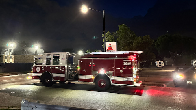 Palatine Fire Department Fire Engine 82 at the scene of a fireworks-related fire overnight Thursday, July 4, 2024 to Friday, July 5, 2024 (CARDINAL NEWS)