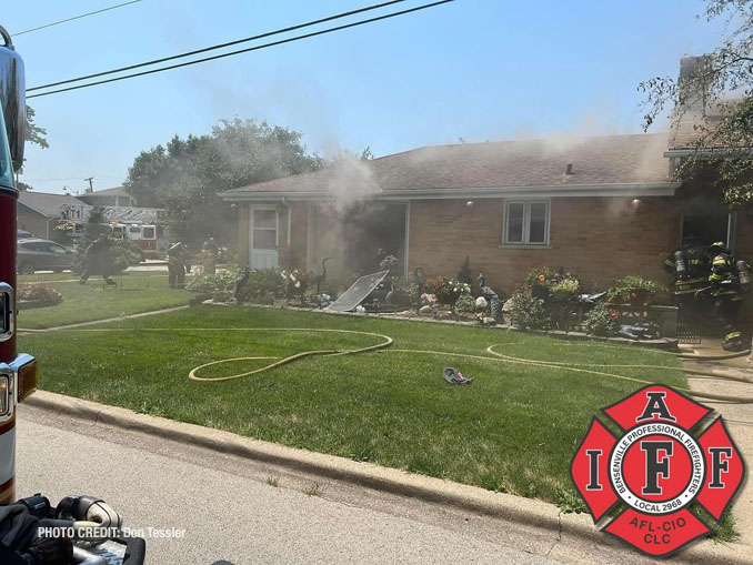 Fire scene at a house fire on Medinah Street in Bensenville Monday, July 15, 2024 (PHOTO CREDIT: Don Tessler/Bensenville Professional Firefighters Local 2968)