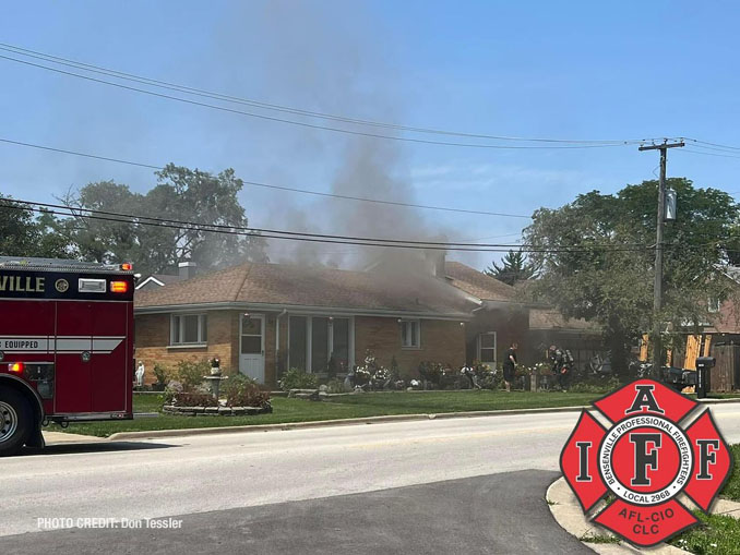 Fire scene at a house fire on Medinah Street in Bensenville Monday, July 15, 2024 (PHOTO CREDIT: Don Tessler/Bensenville Professional Firefighters Local 2968)