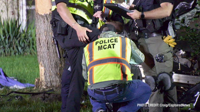 Lake County MCAT officers on the scene of a fatal crash on Grand Avenue near Prospect Drive in Lindenhurst (PHOTO CREDIT: Craig/CapturedNews)