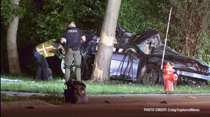 Lake County MCAT officers on the scene of a fatal crash on Grand Avenue near Prospect Drive in Lindenhurst (PHOTO CREDIT: Craig/CapturedNews)