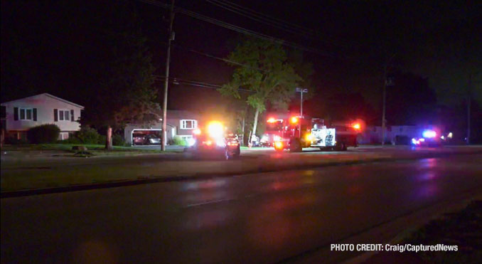 Wide angle view of the scene of a fatal crash on Grand Avenue near Prospect Drive in Lindenhurst (PHOTO CREDIT: Craig/CapturedNews)