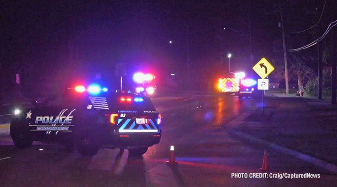 Lindenhurst police SUV blocking Grand Avenue near Prospect Drive in Lindenhurst overnight Friday, July 5, 2024 to Saturday, July 6, 2024 (Craig/CapturedNews)