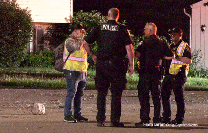 Police officers on the scene of a fatal crash on Grand Avenue near Prospect Drive in Lindenhurst (PHOTO CREDIT: Craig/CapturedNews)