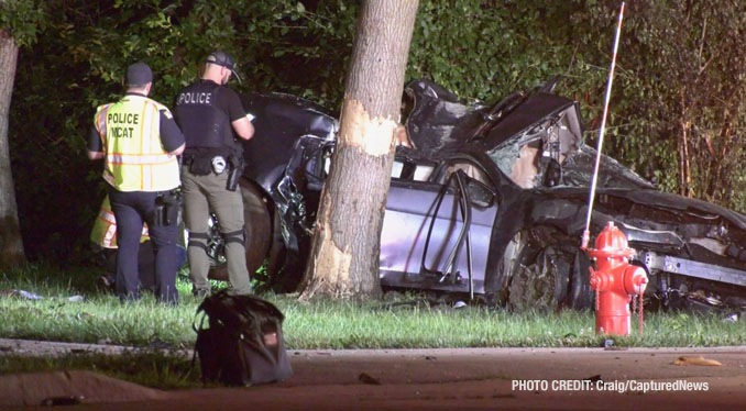 Lake County MCAT officers on the scene of a fatal crash on Grand Avenue near Prospect Drive in Lindenhurst (PHOTO CREDIT: Craig/CapturedNews)