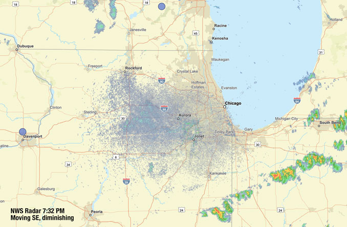 NWS radar at 7:32 p.m. Monday, July 29, 2024 (NWS Chicago)