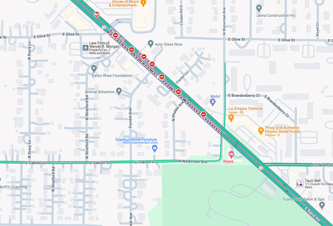 Rand Road Prospect Heights crash scene map Monday, July 8, 2024 (Map data ©2024 Google)