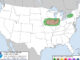 Storm Prediction Center Tornado Outlook July 15, 2024 issued 1:30 p.m. CDT indicating a larger area eastward with a 5% chance of a tornado within 25 miles of any point in the red zone (NOAA National Weather Service Storm Prediction Center)