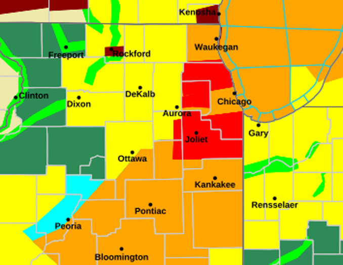 Tornado Warning for Northern Cook County, Southern Lake County and Northern DuPage County, 9:16 PM, Monday, July 15, 2024 (NWS Chicago)