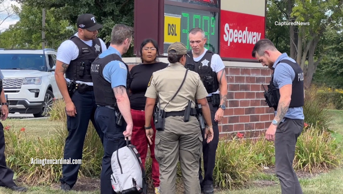 Arrest of Luisa Sanchez outside the Speedway gas station in Lake Barrington on Tuesday, August 20, 2024 (CARDINAL NEWS)