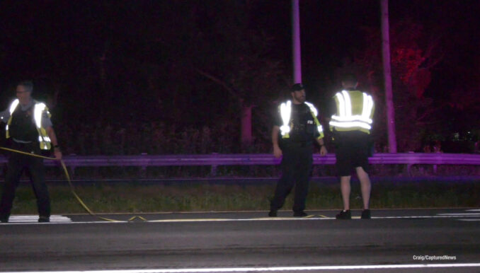 Lake County Sheriff’s Office Technical Crash Investigations Team working at the scene after a fatal crash with a pedestrian on Wednesday night, August 7, 2024 in Wauconda (Craig/CapturedNews)