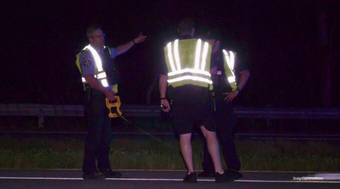 Lake County Sheriff’s Office Technical Crash Investigations Team working at the scene after a fatal crash with a pedestrian on Wednesday night, August 7, 2024 in Wauconda (Craig/CapturedNews)