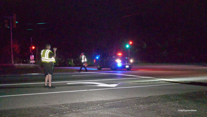 Lake County Sheriff’s Office Technical Crash Investigations Team working at the scene after a fatal crash with a pedestrian on Wednesday night, August 7, 2024 in Wauconda (Craig/CapturedNews)