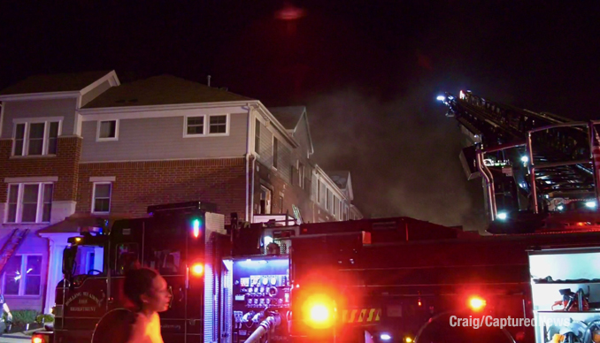 Fire scene photo on Crambourne Way in Arlington Heights Friday, August 9, 2024 (Craig/CapturedNews)