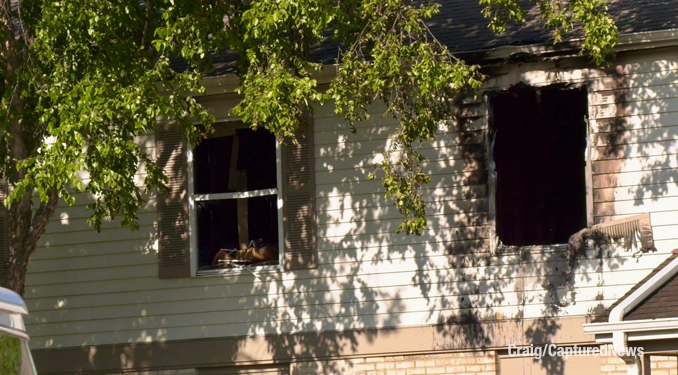 Soot over windows on the second floor at the scene of a townhouse fire on Wethington Drive in Wauconda on Monday, August 12, 2024 (Craig/CapturedNews)