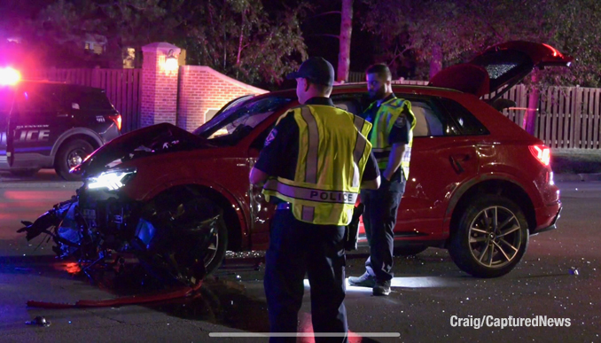 Accident scene on Lake Avenue near Magnolia Street in Glenview, Illinois, Saturday night, August 24 (PHOTO CREDIT: Craig/CapturedNews)