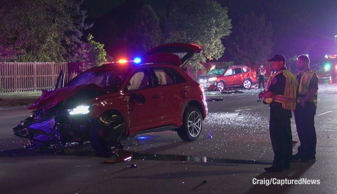 Two vehicles involved in a serious crash on Lake Avenue near Magnolia Street Glenview, Illinois (PHOTO CREDIT: Craig/CapturedNews)