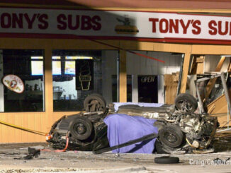 Fatal rollover crash in Tony's Sub building on Waukegan Road in Deerfield around 2:30 a.m. Saturday, August 31, 2024 (CARDINAL NEWS)