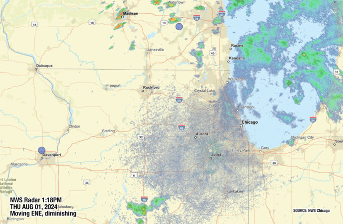 NWS Chicago Radar August 1, 2024 at 1:18 p.m. (NWS Chicago)