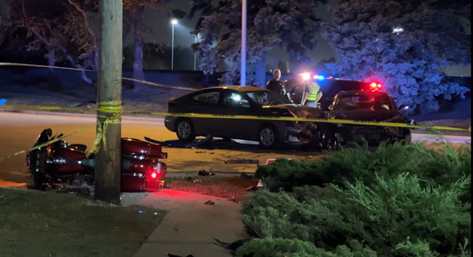 Crash scene at Northwest Highway and Waterman Avenue Tuesday night, October 29, 2024 (CARDINAL NEWS)