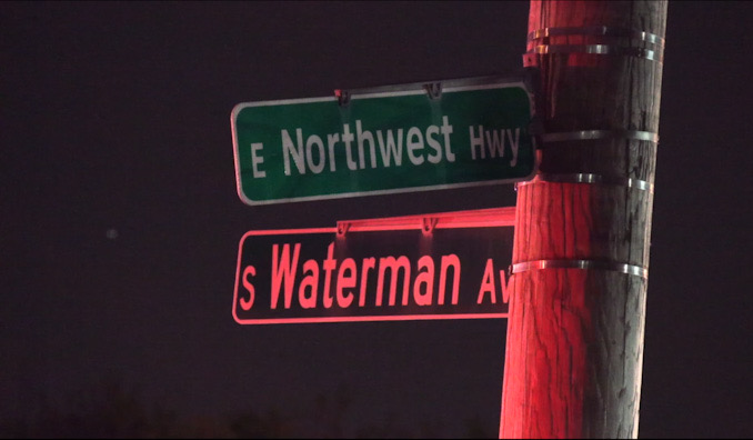 Crash scene involving two passenger cars and a motorcycle at Northwest Highway and Waterman Avenue on Tuesday night, October 29, 2024 (CARDINAL NEWS)