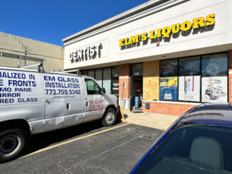 Repairs were underway at Elm's Liquor after a burglary that occurred overnight Friday to Saturday in Arlington Heights (CARDINAL NEWS)