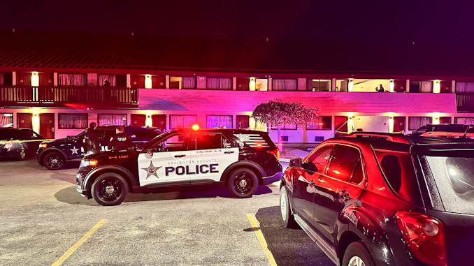 The north side of Red Roof Inn where a man was shot on the second floor of the 2-story motel on Friday night, November 1, 2024 (CARDINAL NEWS)