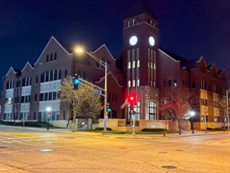 Arlington Heights Village Hall at night (file photo/CARDINAL NEWS)