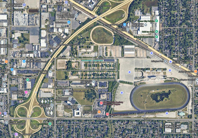 Chicago Bears-owned property at the former Arlington Park (SOURCE: Imagery ©2024 Airbus, Maxar Technologies, Map data ©2024)