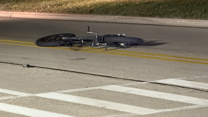 Bicycle down after fatal crash at Rohlwing Road and Campbell Street in Rolling Meadows, Tuesday night, December 17, 2024 (CARDINAL NEWS)