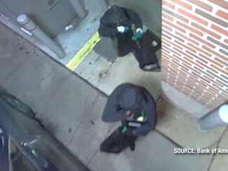 Two robbery suspects in the drive-thru ATM lane at the Lake in the Hills Bank of America on Tuesday night, December 17, 2024 (SOURCE: Bank of America/FBI)