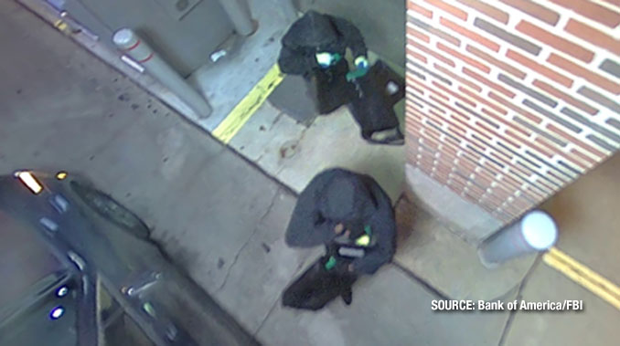 Two robbery suspects in the drive-thru ATM lane at the Lake in the Hills Bank of America on Tuesday night, December 17, 2024 (SOURCE: Bank of America/FBI)