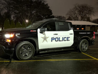 New Arlington Heights Police Department Evidence Technician vehicle, black-and-white Chevrolet Silverado Z71, observed on Saturday night, February 15, 2025 (CARDINAL NEWS)